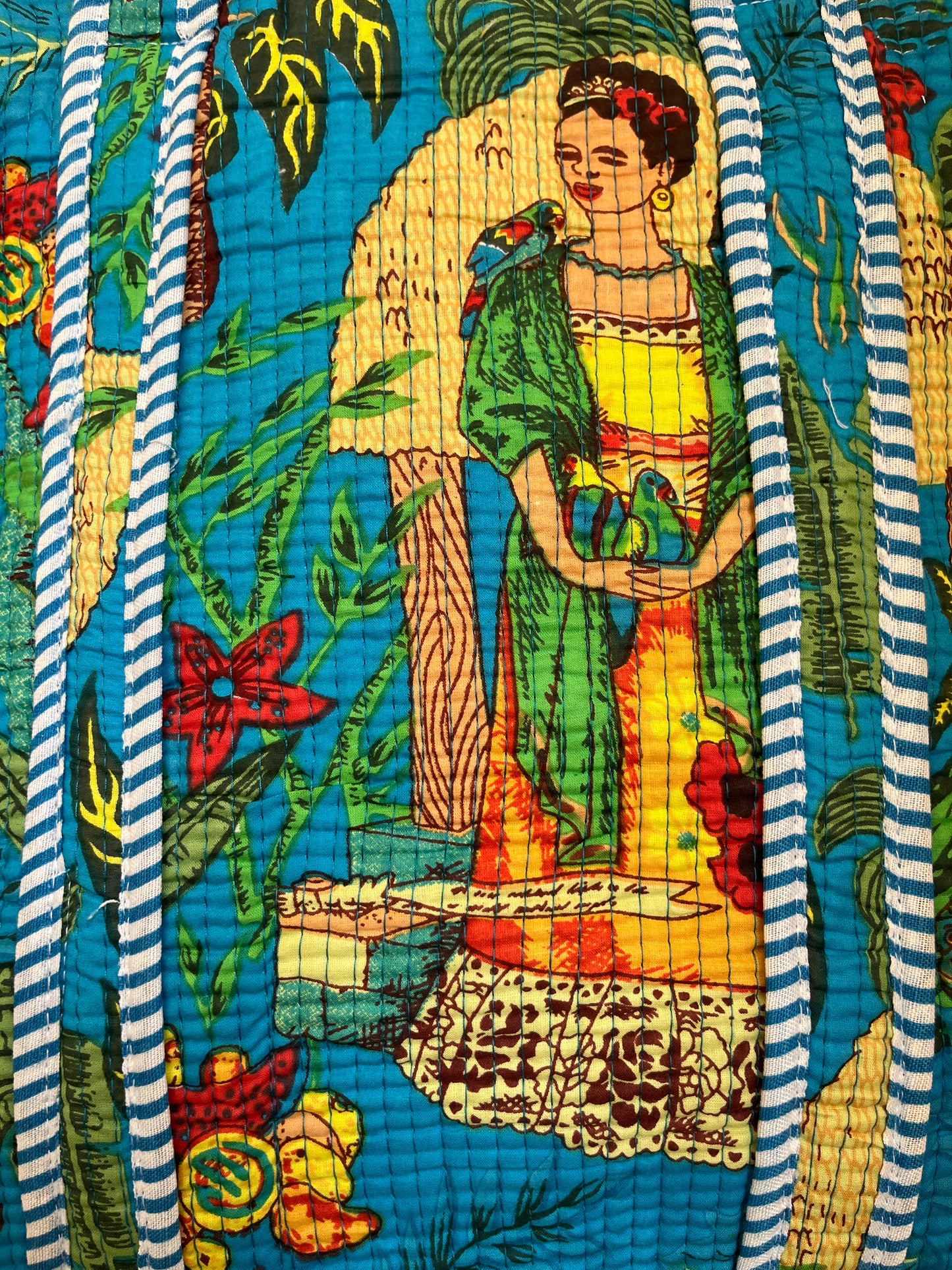 Blue Farida Quilted Mini Tote Bag 14X14