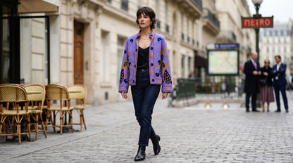 Women's Blue Suzani Reversible Jacket – Artistic Embroidered Statement Jacket