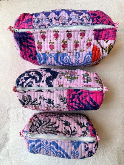 Pink patchwork Floral – Utility Pouch Pack of 3