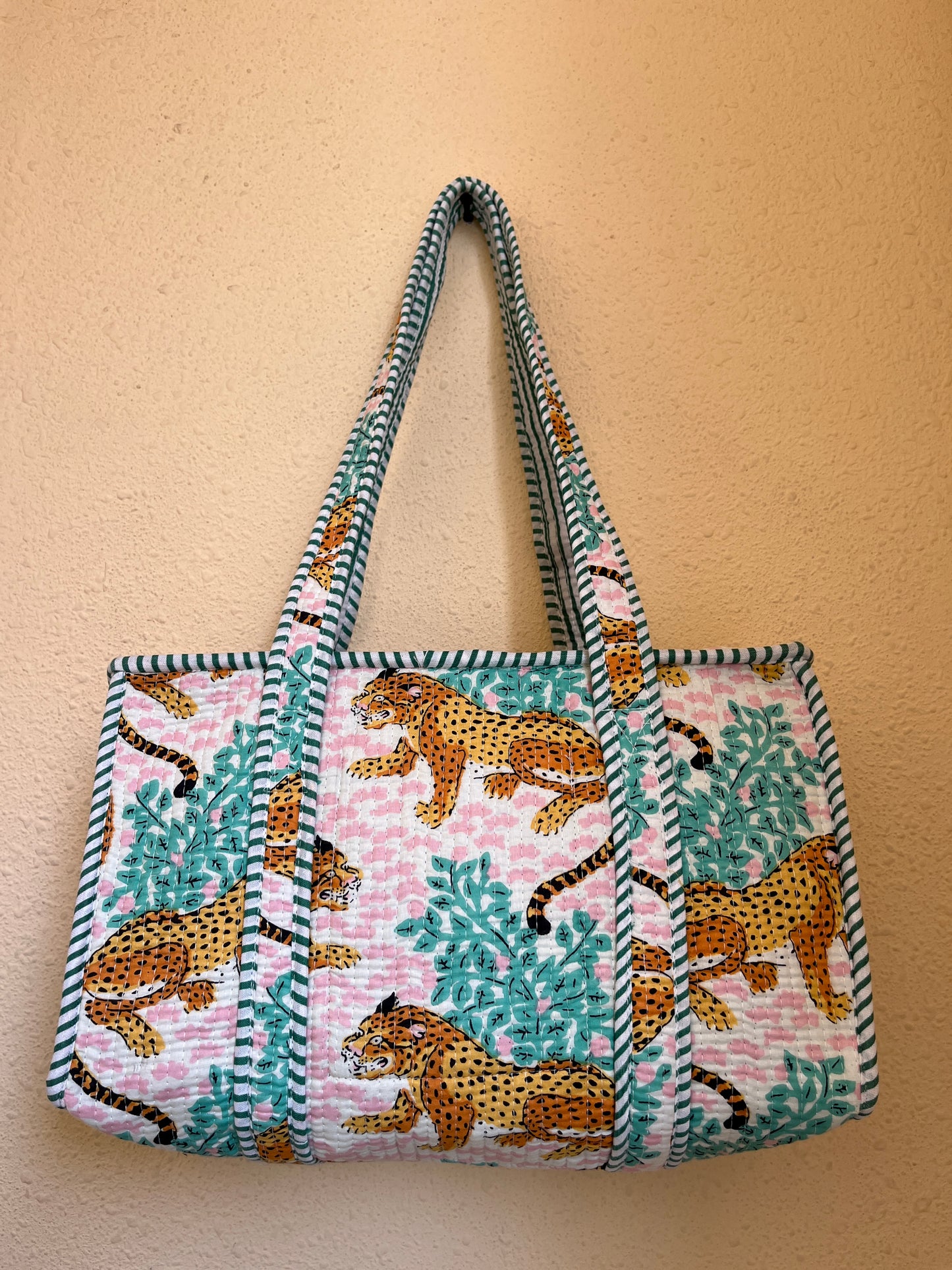 Pink leopard Quilted Mini Tote Bag 10X12
