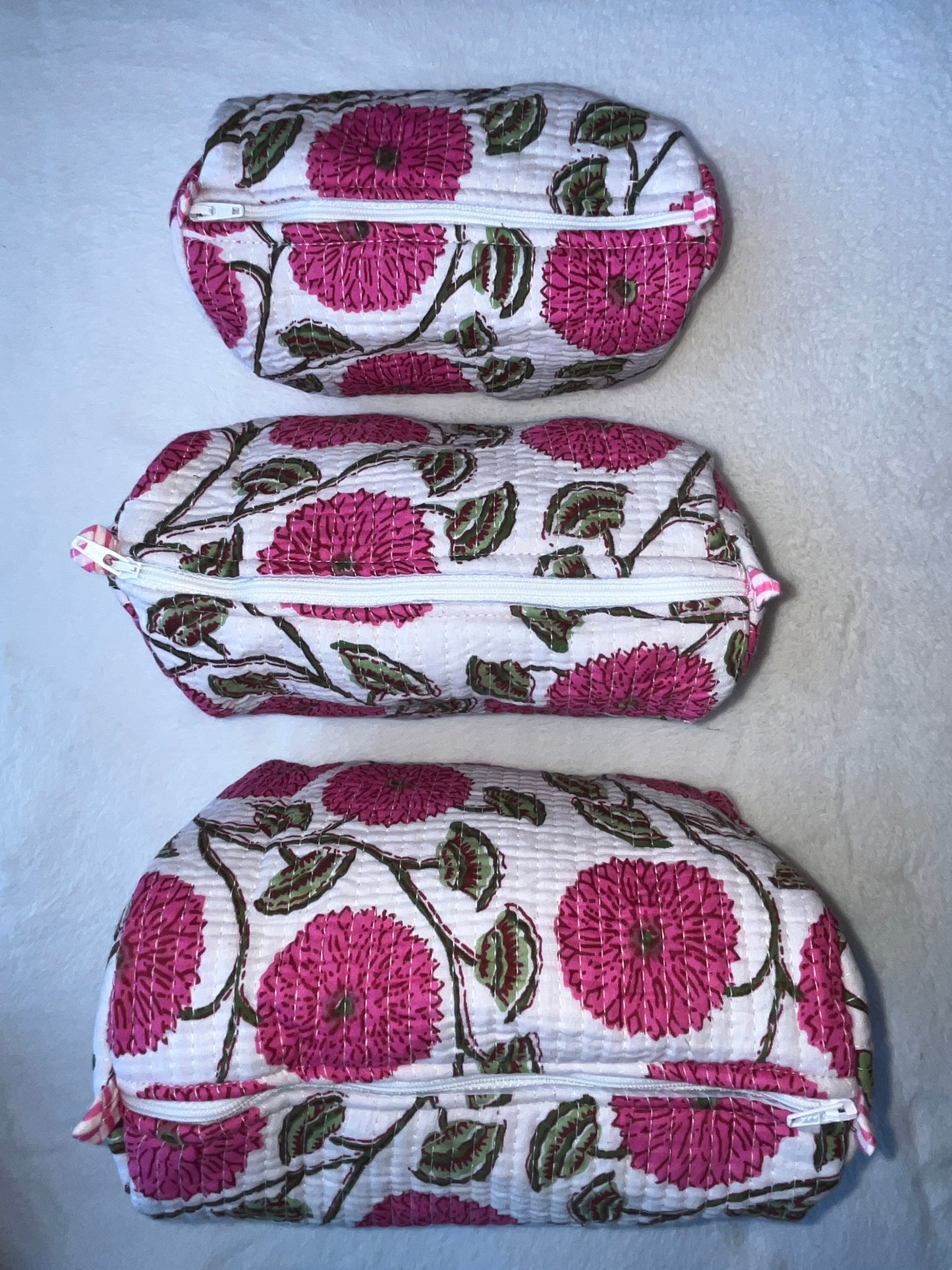 White Floral-1 – Utility Pouch Pack of 3