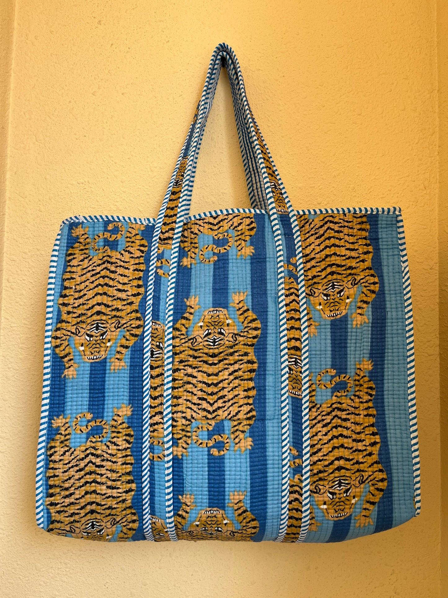 Blue Stripes Tibetan Tiger – Wander Tote Bag 18x18