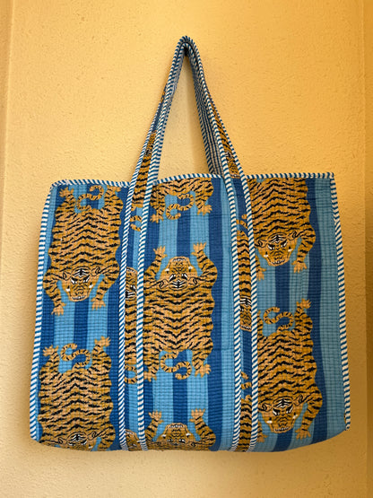 Blue Stripes Tibetan Tiger – Wander Tote Bag 18x18
