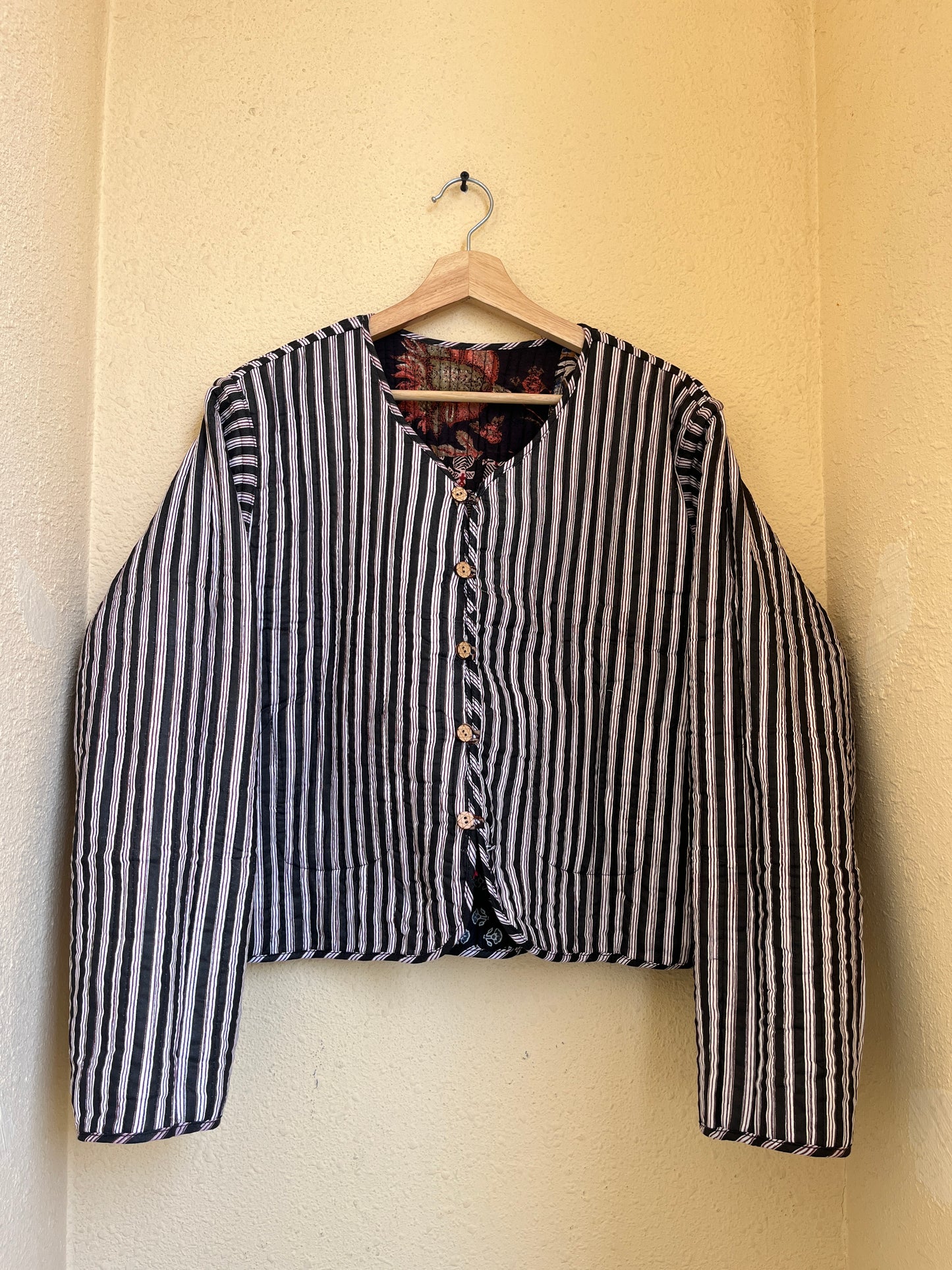 Black – Patchwork Cotton Quilted Reversible Jacket