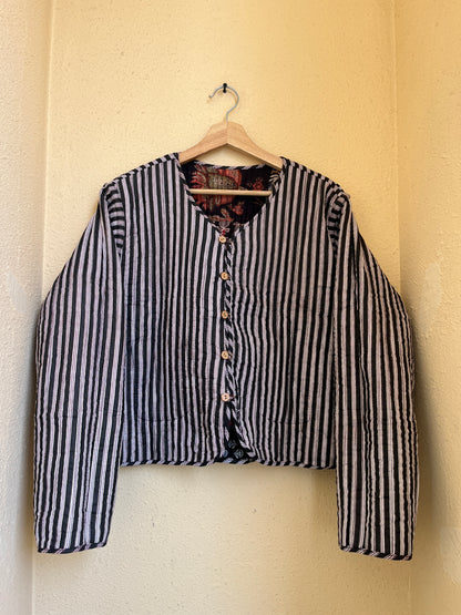 Black – Patchwork Cotton Quilted Reversible Jacket
