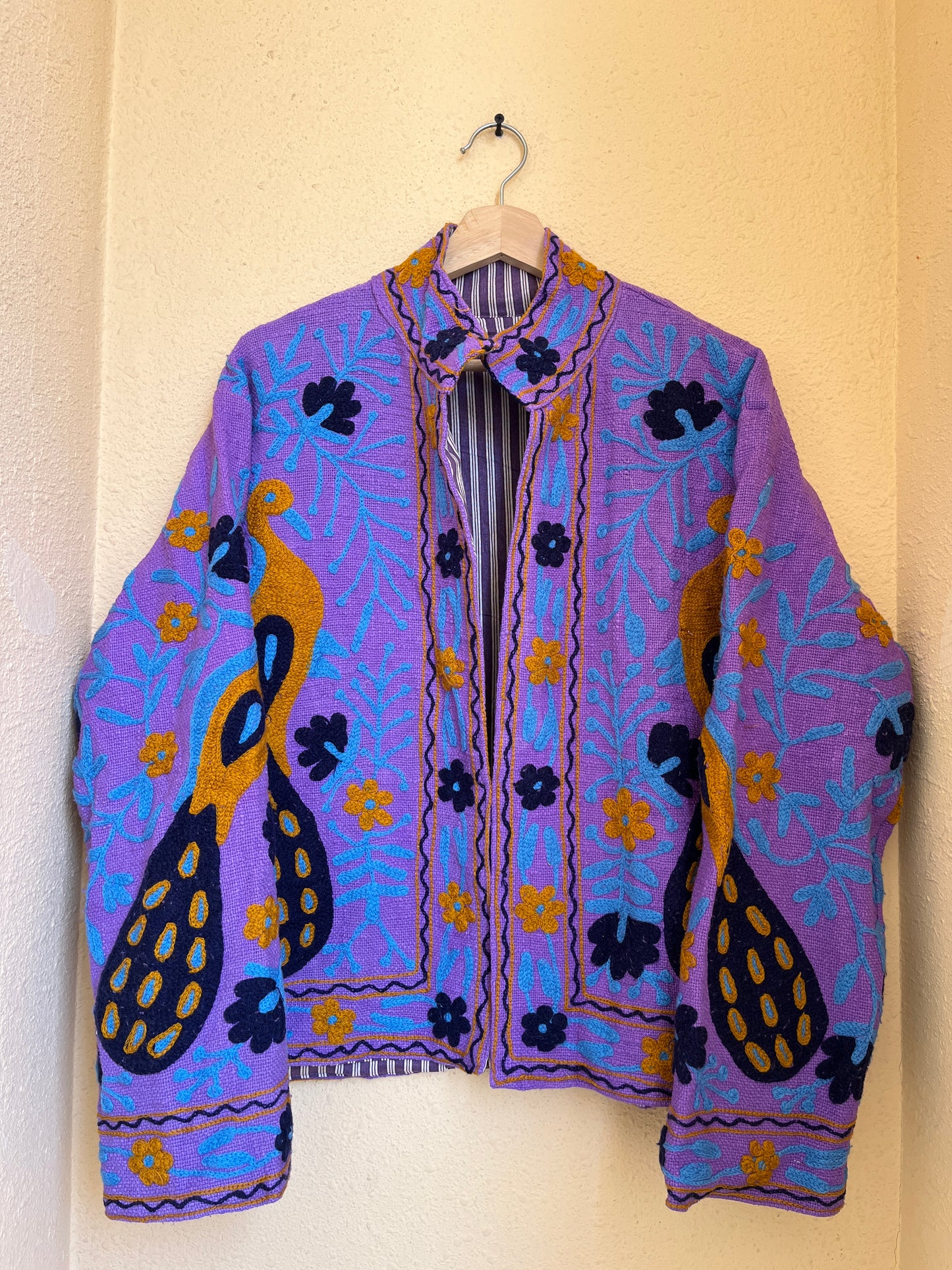 Women's Blue Suzani Reversible Jacket – Artistic Embroidered Statement Jacket