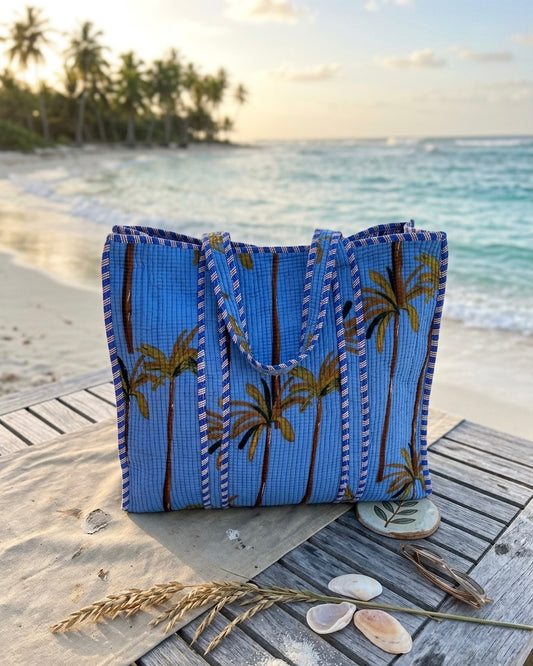 Blue Ocean Palm – Wander Tote Bag 18x18