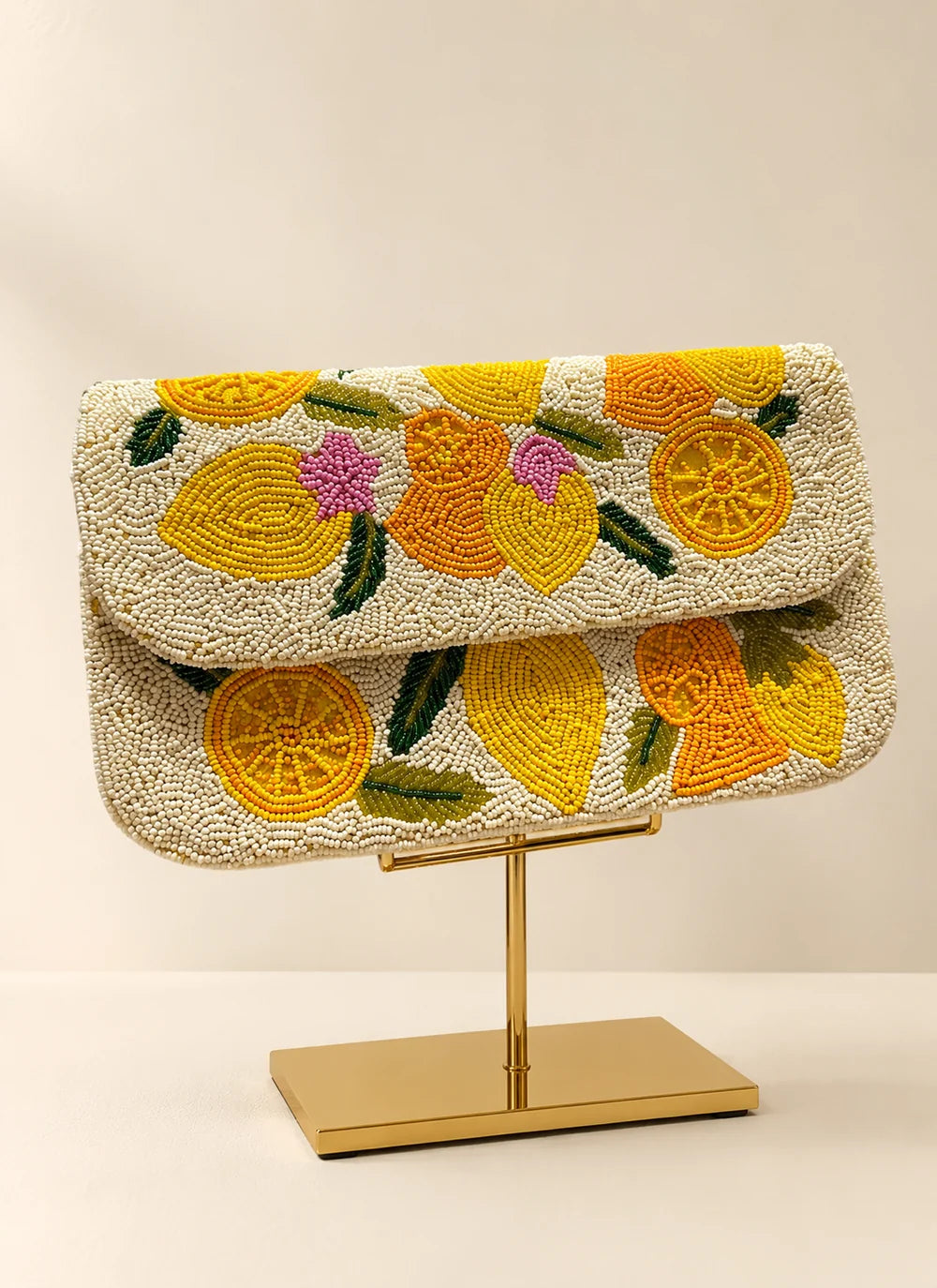 Handcrafted Luxury Beaded  Citrus Crush Shoulder Bag