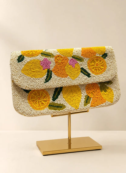 Handcrafted Luxury Beaded  Citrus Crush Shoulder Bag