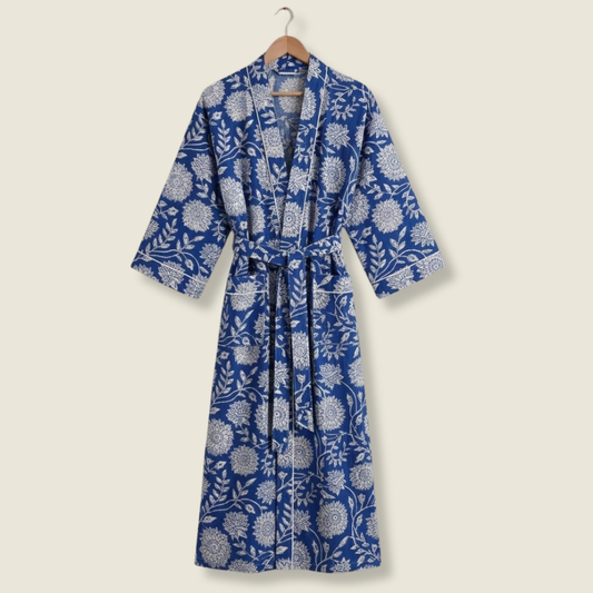 Blue Blossom – Women’s Floral Cotton Kimono