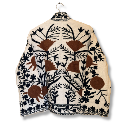 Women's Earth Bloom Suzani Reversible Cotton Jacket – Artistic Embroidered Statement Jacket