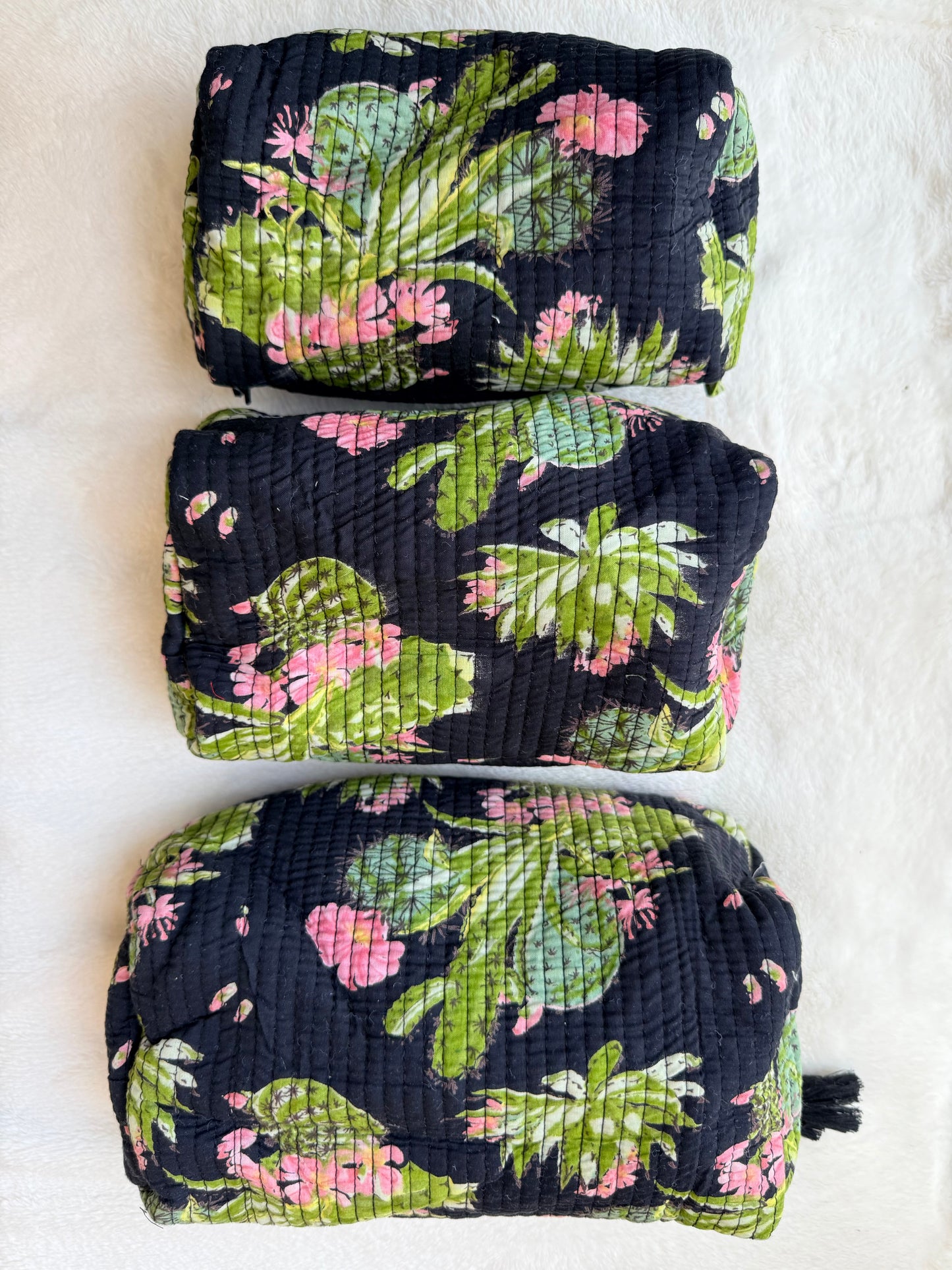 Black Floral-3– Utility Pouch Pack of 3