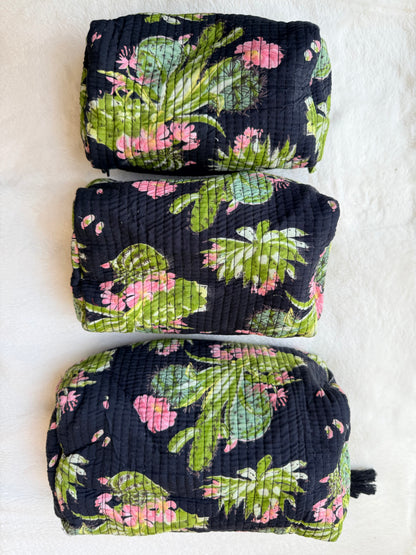 Black Floral-3– Utility Pouch Pack of 3
