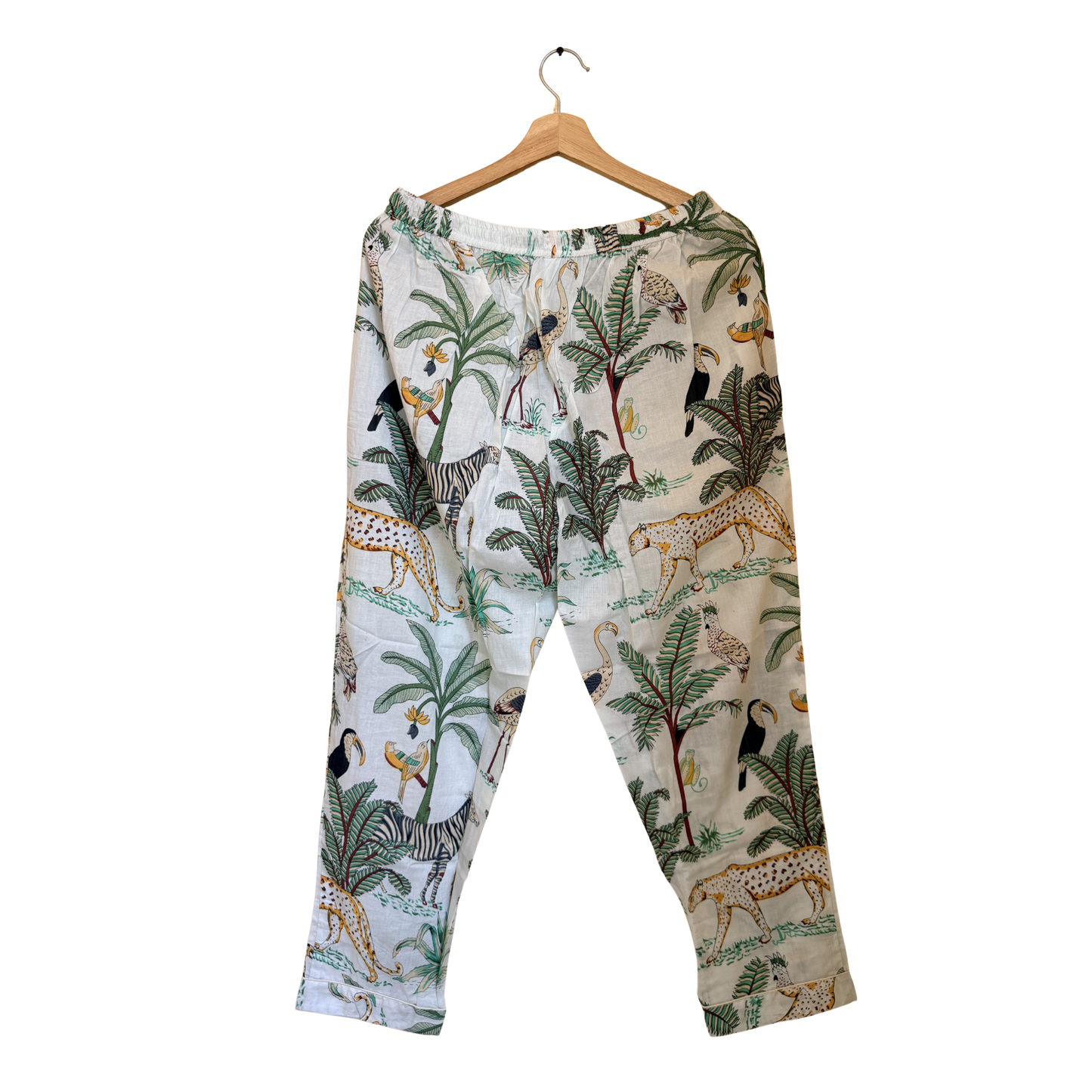 Women's White Safari Print Cotton Night Suit Set – Elegant Two Piece Pajama Set