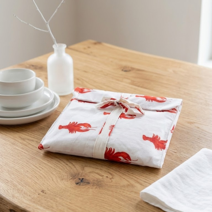 Women's White Lobster Love Cotton Night Suit Set – Elegant Two Piece Pajama Set