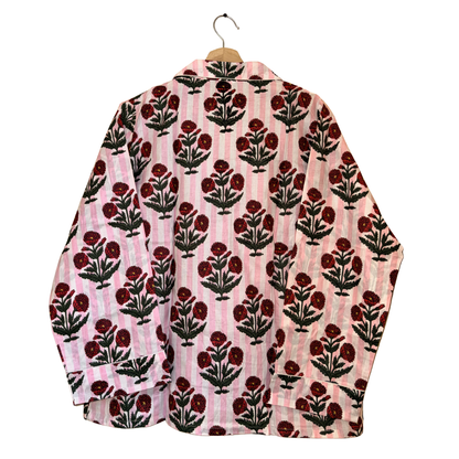 Women’s Pink Mini Flower Bunch Print Cotton Night Suit Set – Elegant Two Piece Pajama Set