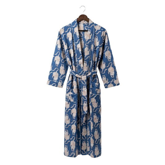Blue Spirit Tiger – Women’s Cotton Tibetan Kimono
