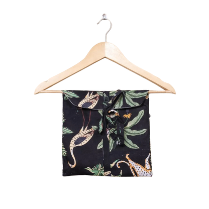 Women's Black Safari Print Cotton Night Suit Set – Cute Two Piece Pajama Set