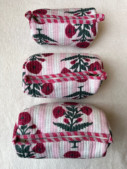 Pink floral – Utility Pouch Pack of 3