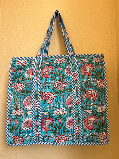Turquoise Blue Bloom – Wander Tote Bag 18x18