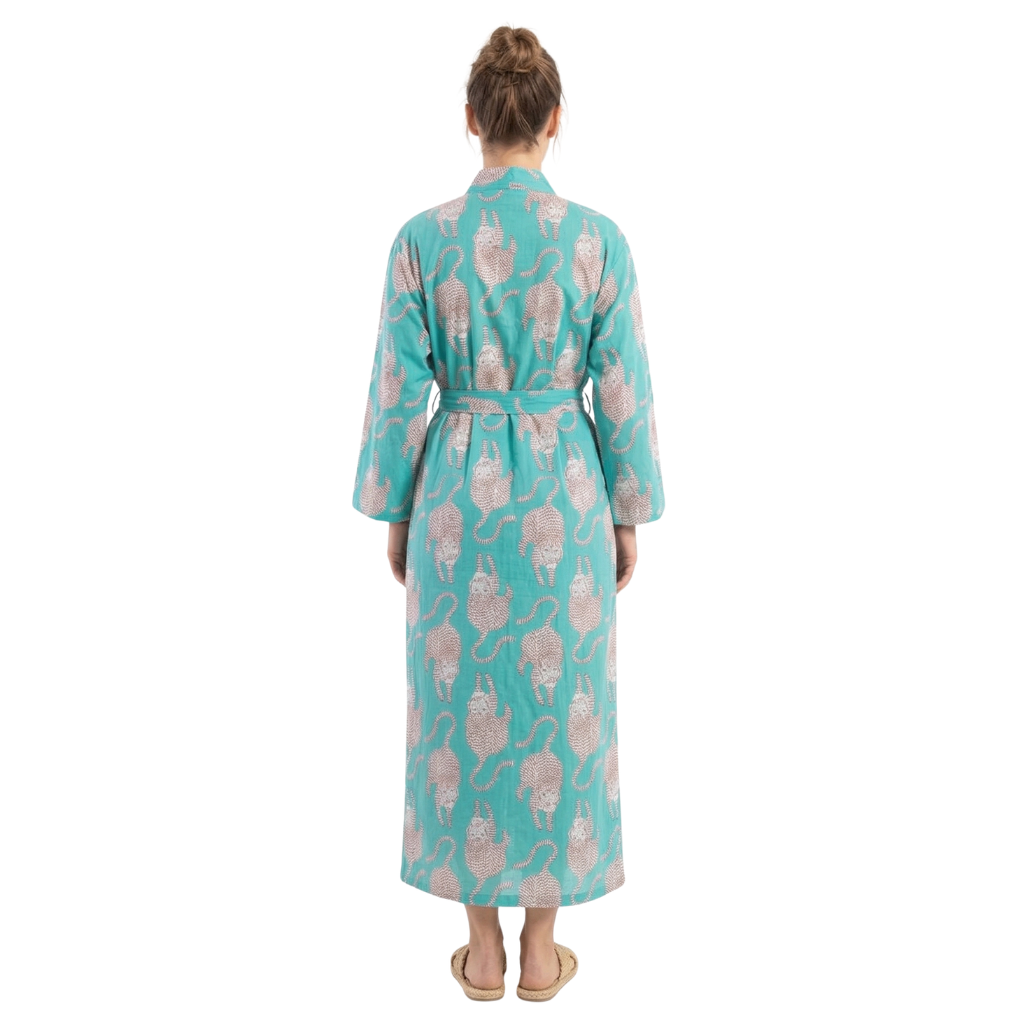 Teal Tiger Tales – Women’s Cotton Kimono