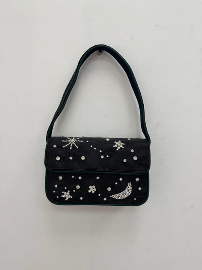 Chic Mini Bag – Black Paradise Beaded Bag