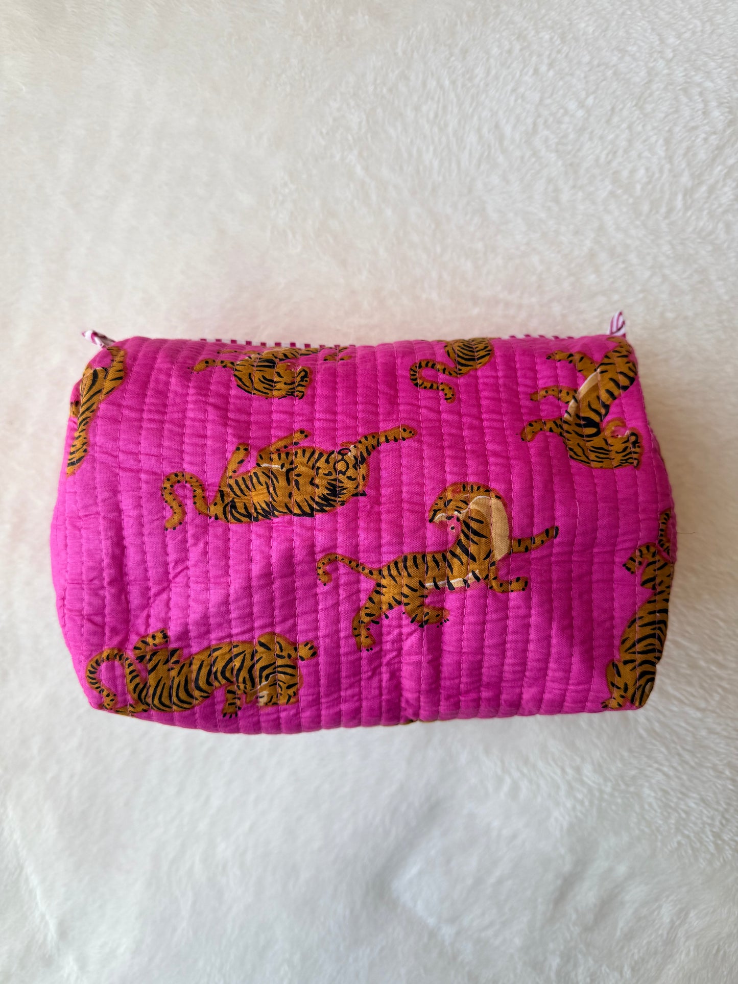 Pink Tiger Tango – Quilted Utility Pouch