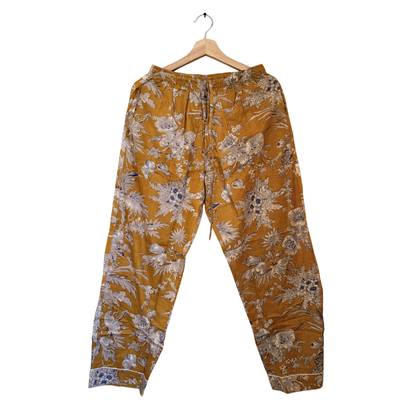 Women’s Golden Bloom Yellow Floral Cotton Night Suit Set -– Elegant Two Piece Pajama Set