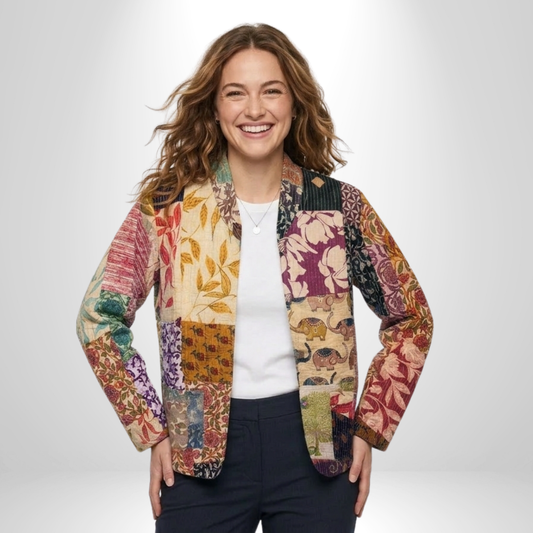Retro Patch MC Vibes – Long Patchwork Cotton Quilted Reversible Jacket