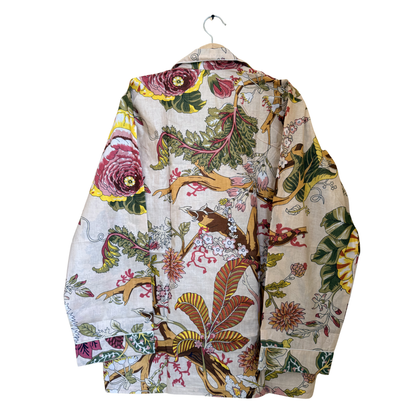 Women’s Beige Floral Print Cotton Night Suit Set – Elegant Two Piece Pajama Set