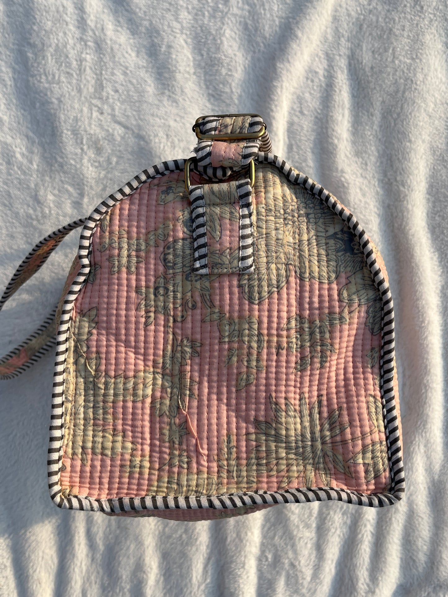Peach Floral Print Quilted Cotton Duffle Bag – Lightweight Travel Weekender