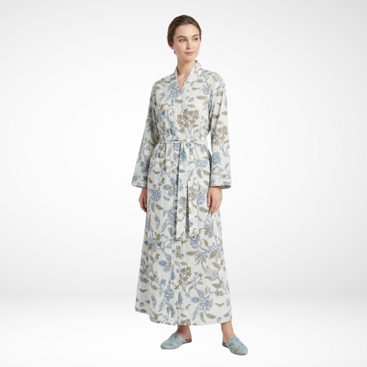 White Vine Bloom-2 – Women’s Cotton Kimono