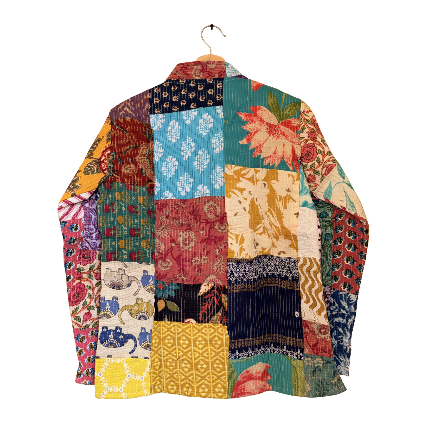 Retro Patch MC Vibes – Long Patchwork Cotton Quilted Reversible Jacket