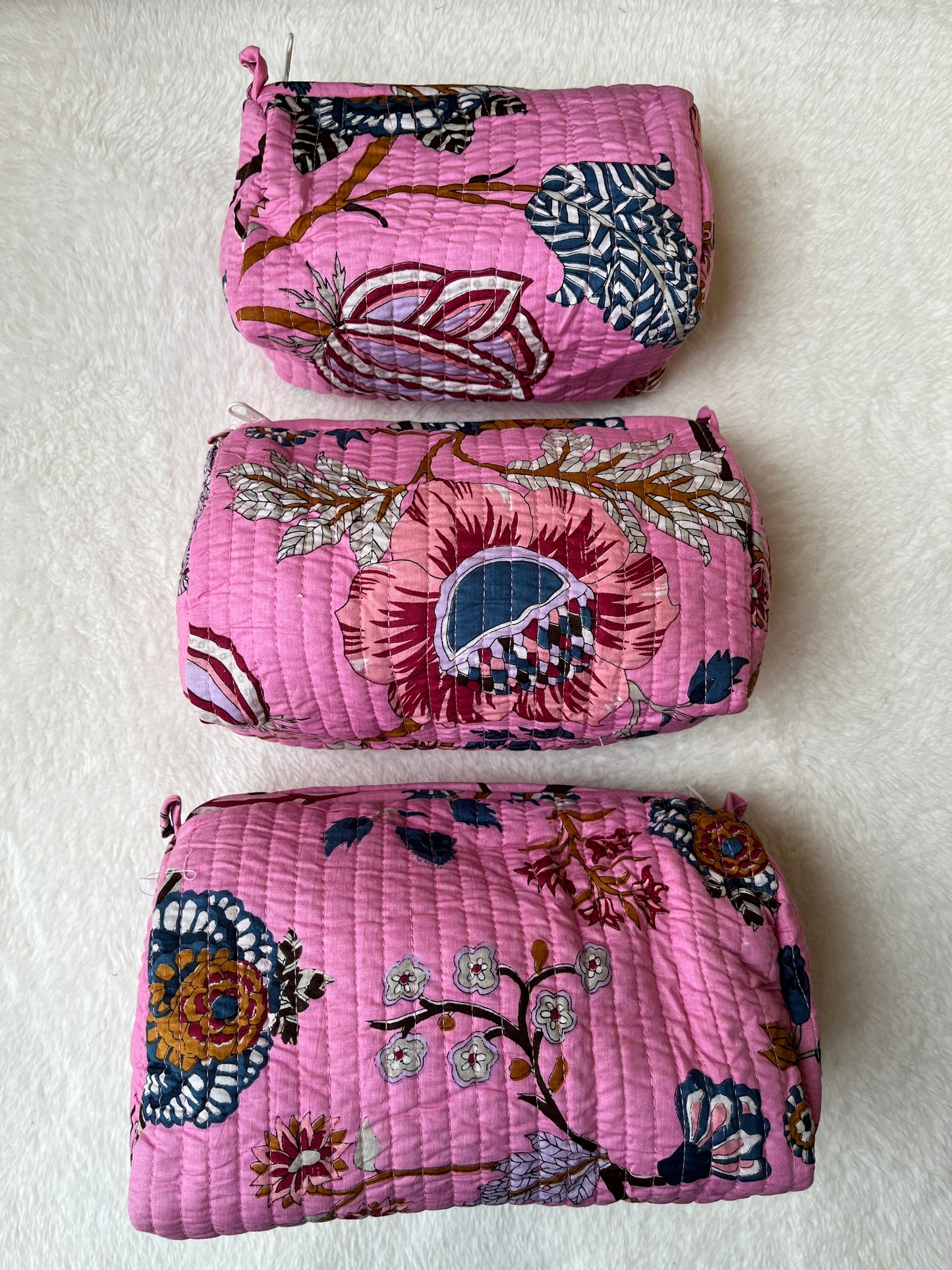 Pink Floral – Utility Pouch Pack of 3