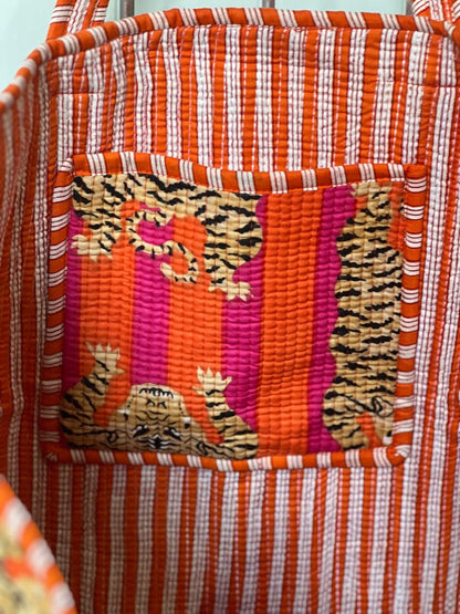 Tiger Orange Tango – Wander Reversible Tote Bag 18x18