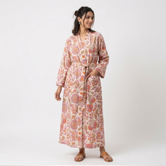 White Floral Blossom – Women’s Cotton Kimono