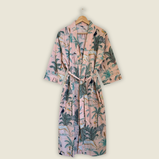 Peach Safari Print – Women’s Cotton Kimono