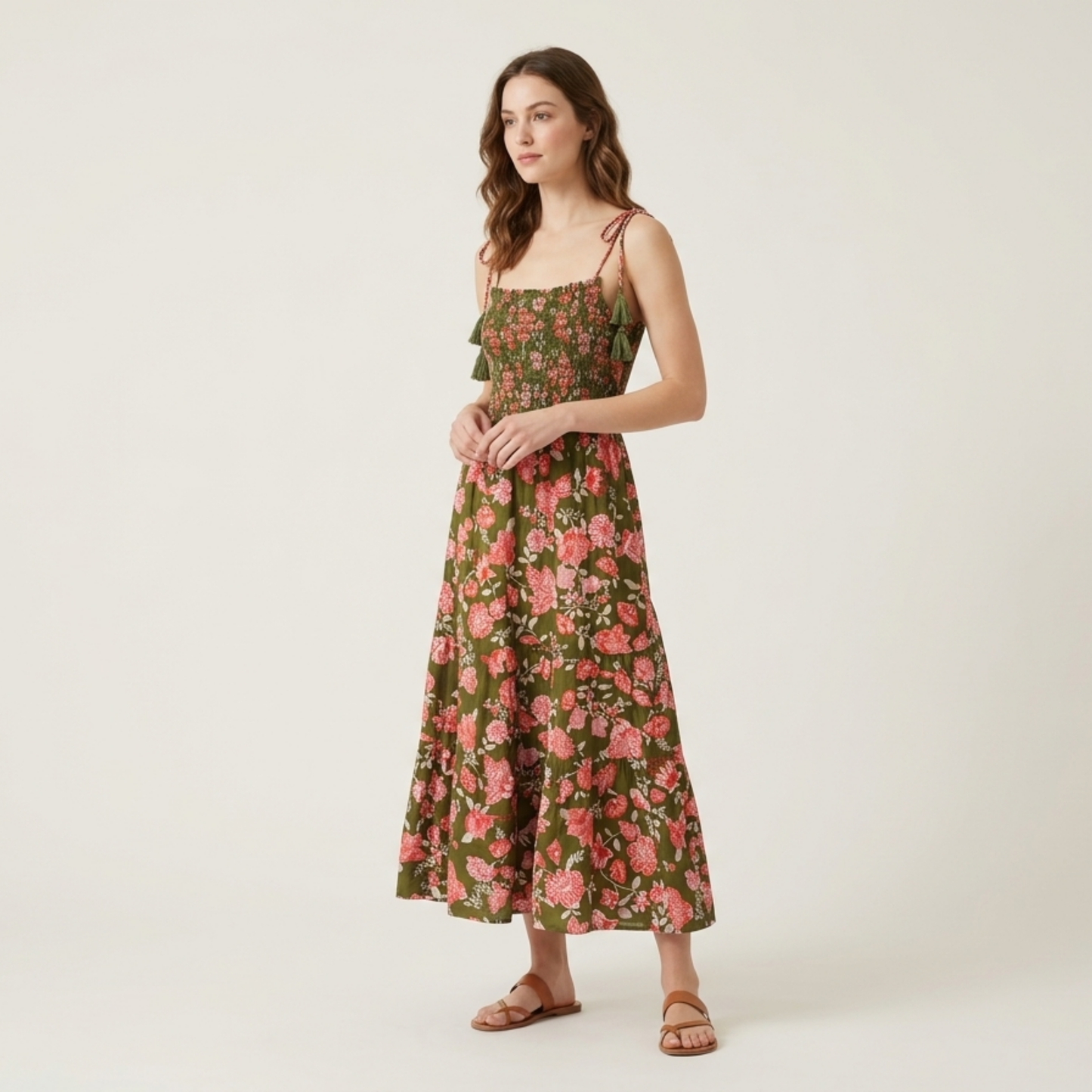 Emerald Garden – Green Floral Luxe Dress