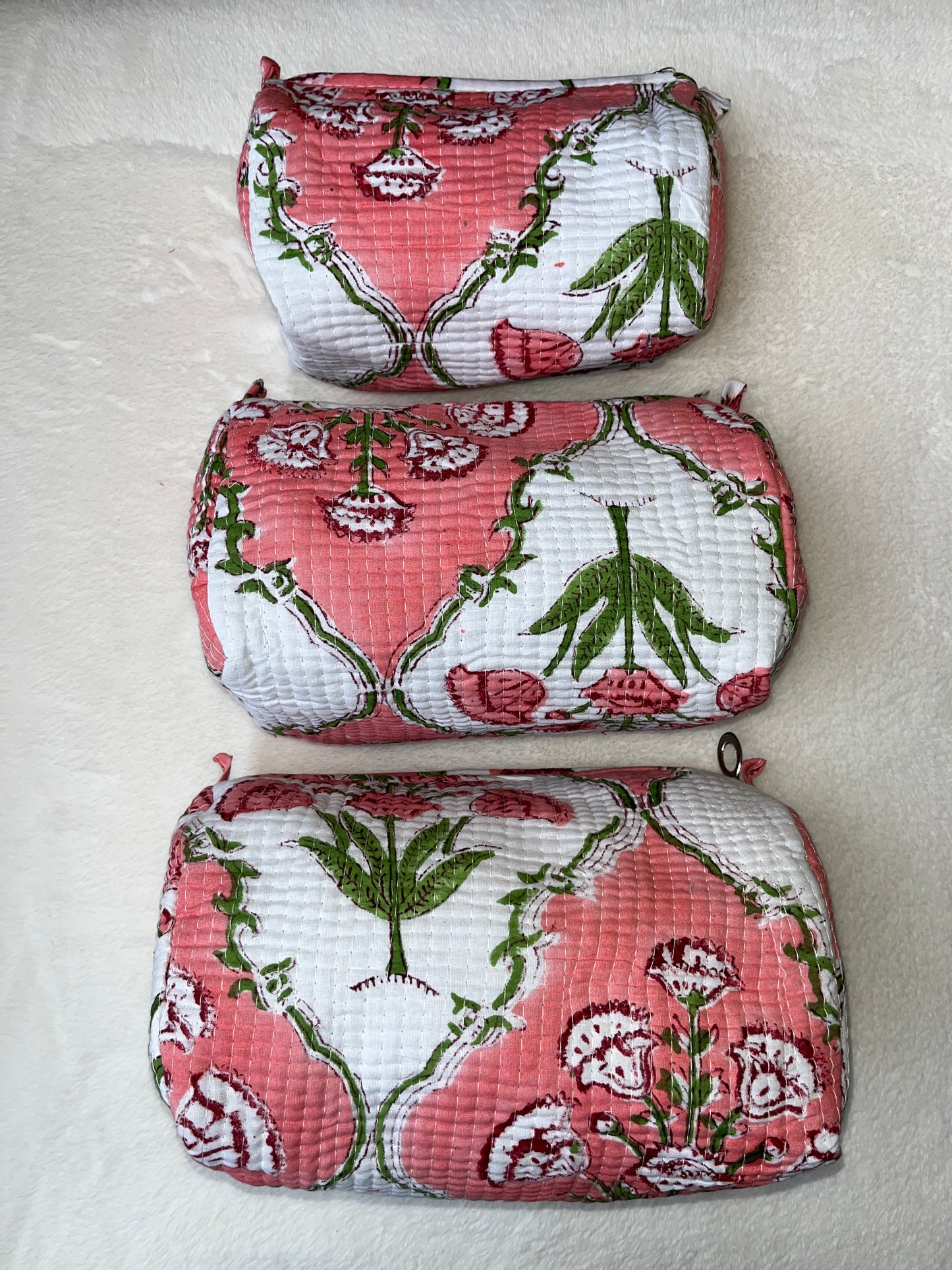 White peach Floral – Utility Pouch Pack of 3