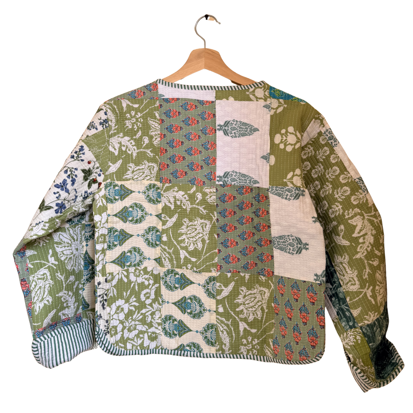 Green Meadow – Patchwork Cotton Quilted Reversible Jacket