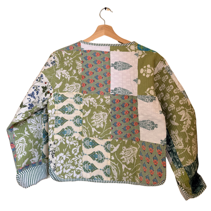 Green Meadow – Patchwork Cotton Quilted Reversible Jacket
