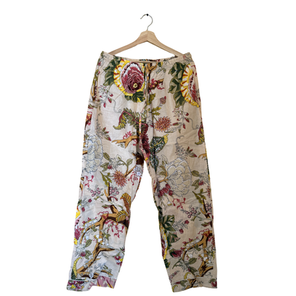 Women’s Beige Floral Print Cotton Night Suit Set – Elegant Two Piece Pajama Set