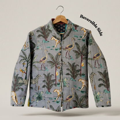 Retro Patch MC Vibes – Long Patchwork Cotton Quilted Reversible Jacket
