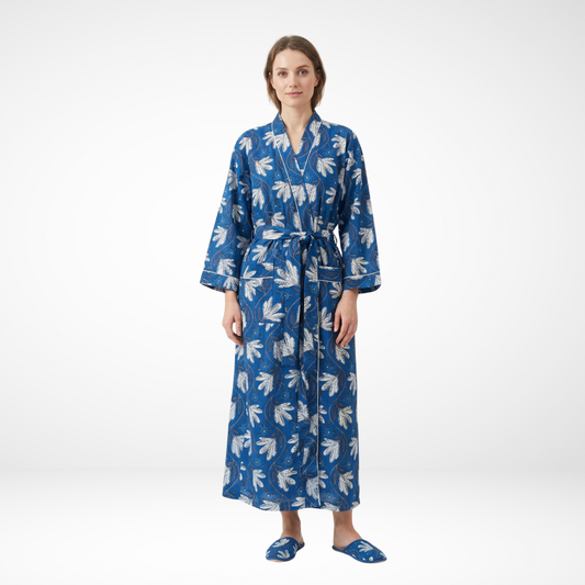 Blue White Bloom – Women’s Cotton Kimono
