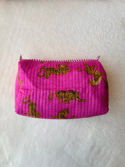 Pink Tiger Tango – Quilted Utility Pouch