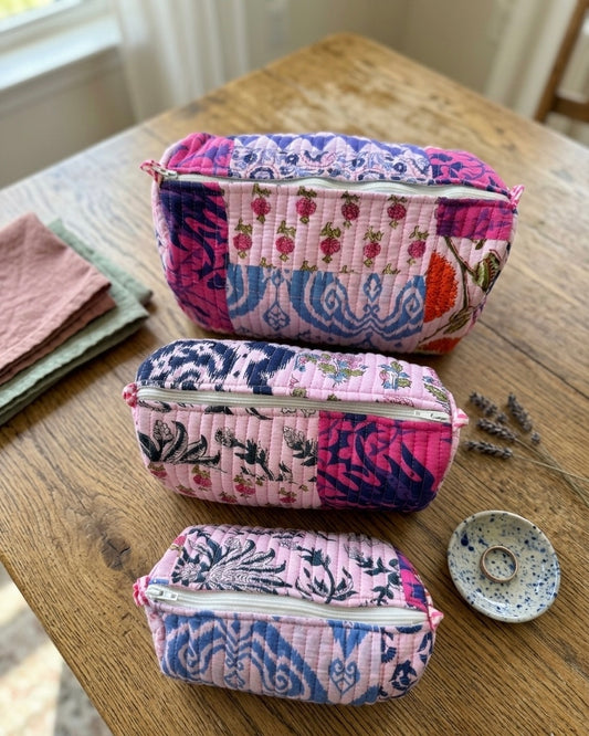 Pink patchwork Floral – Utility Pouch Pack of 3