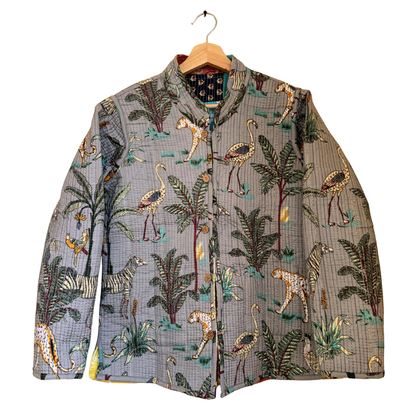 Retro Patch MC Vibes – Long Patchwork Cotton Quilted Reversible Jacket