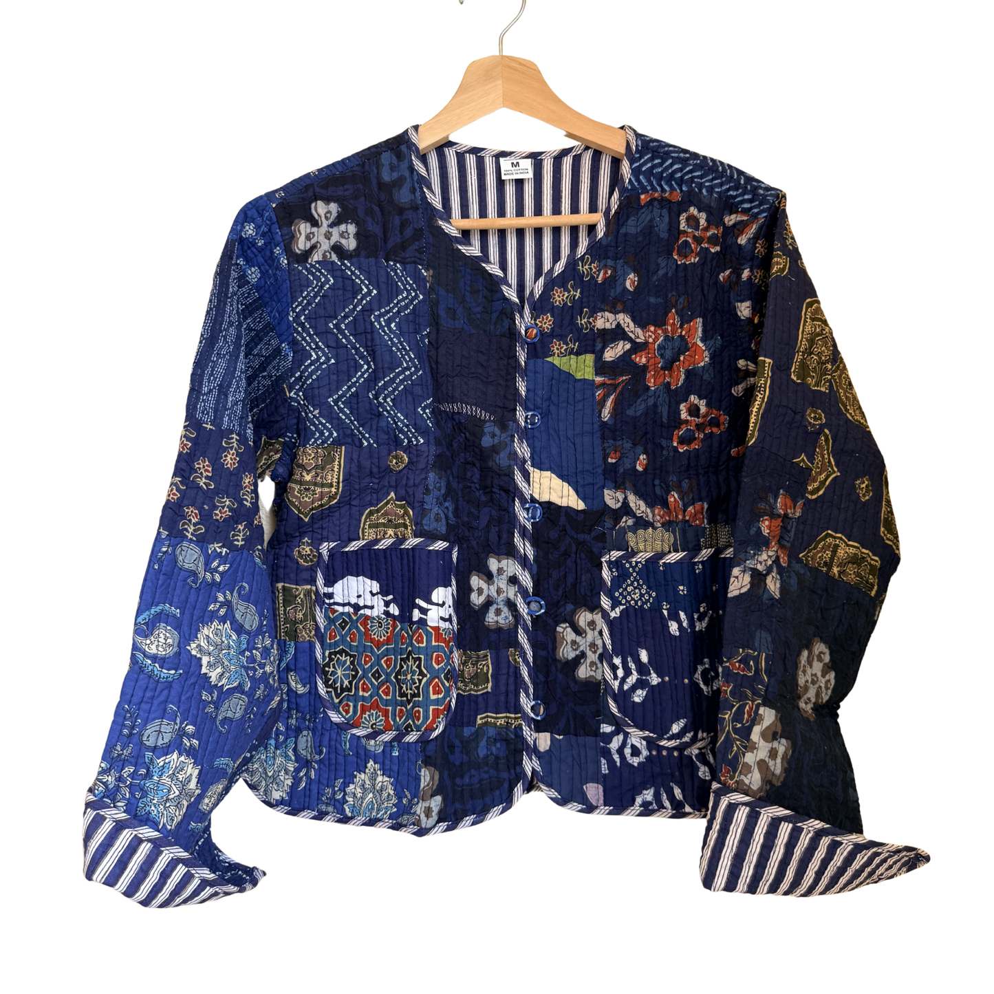 Midnight Blue Indigo – Patchwork Quilted Cotton Reversible Jacket