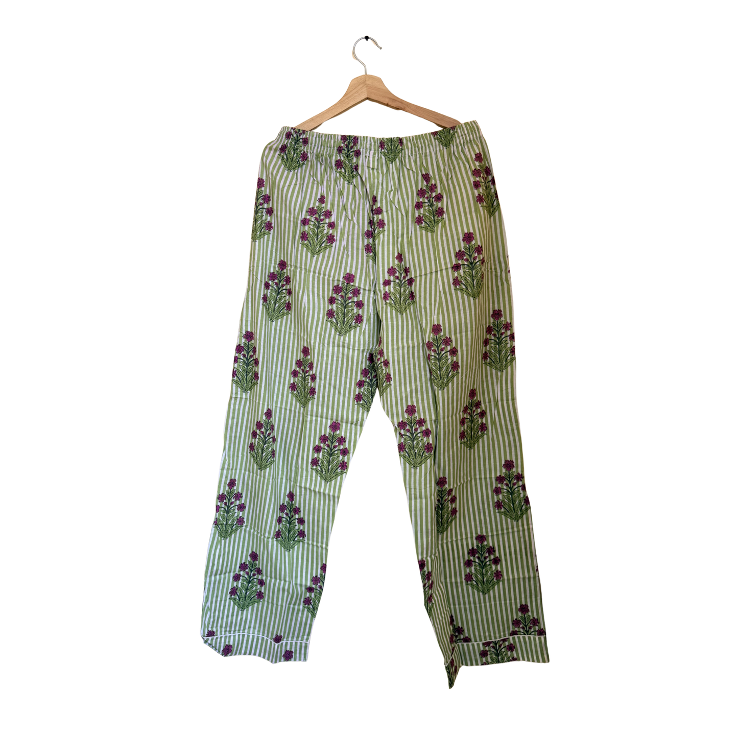 Women’s Green Floral Print Cotton Night Suit Set – Elegant Two Piece Pajama Set