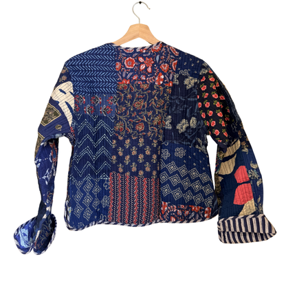 Midnight Blue Indigo – Patchwork Quilted Cotton Reversible Jacket